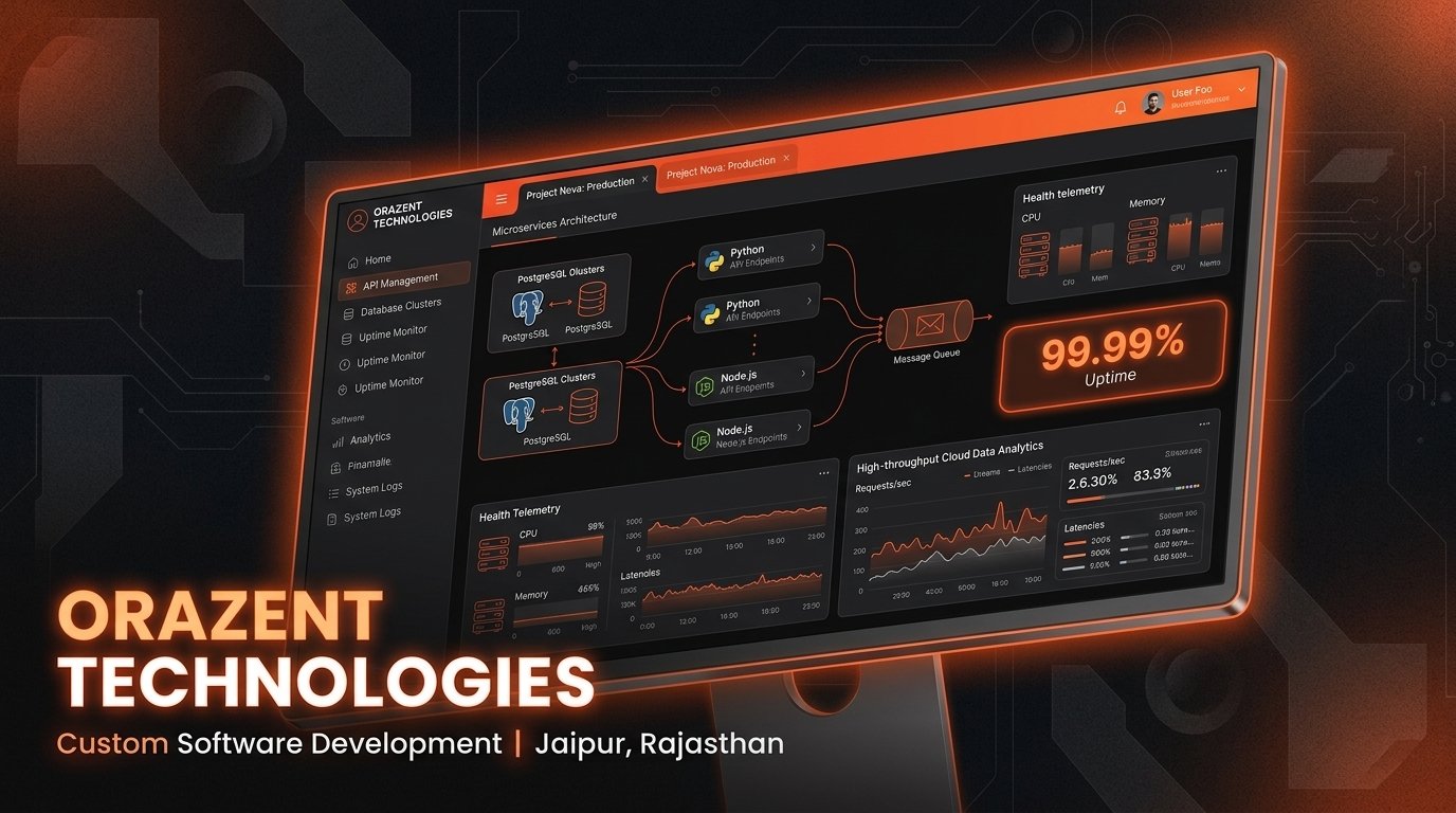 Custom software development team at Orazent Technologies in Jaipur building enterprise software