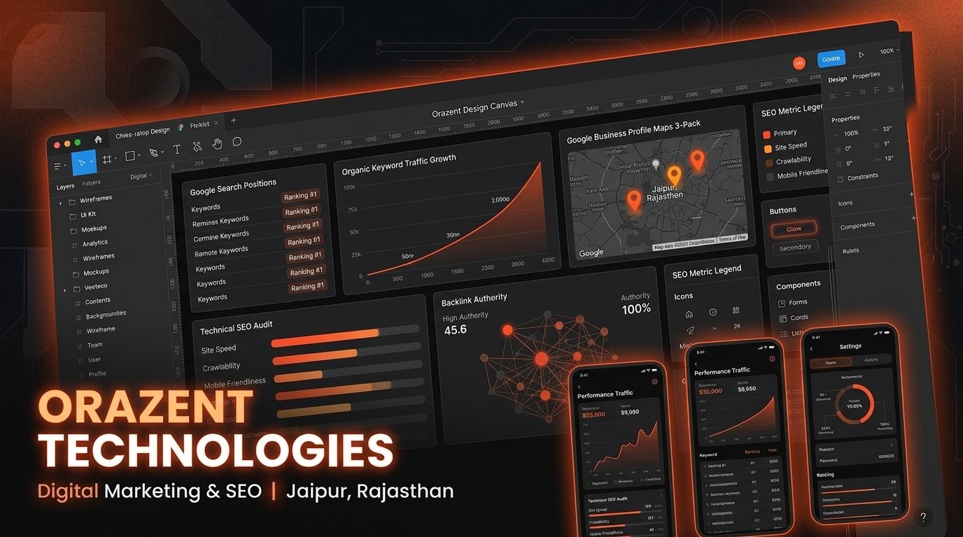 Digital marketing and SEO strategists at Orazent Technologies in Jaipur ranking client websites on Google page one