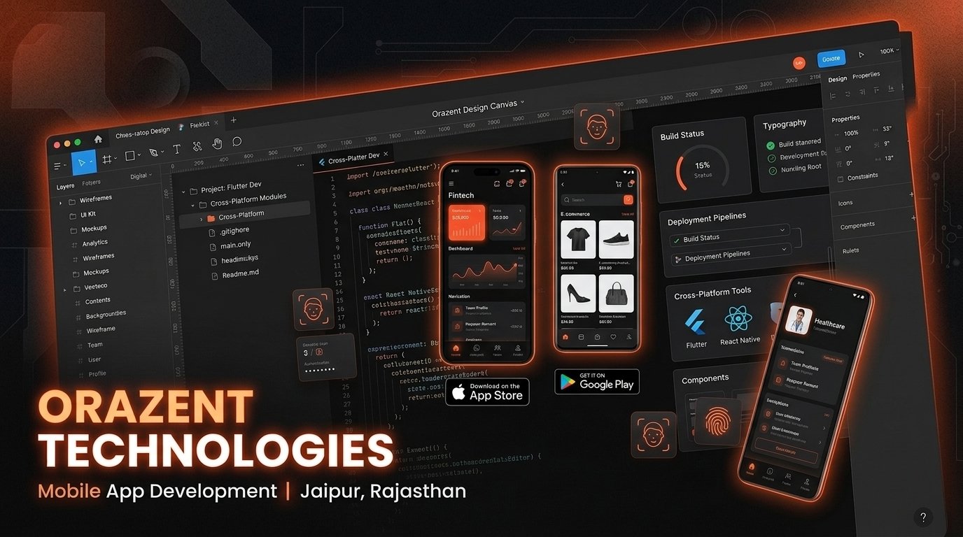 Mobile app development team at Orazent Technologies in Jaipur building iOS and Android applications